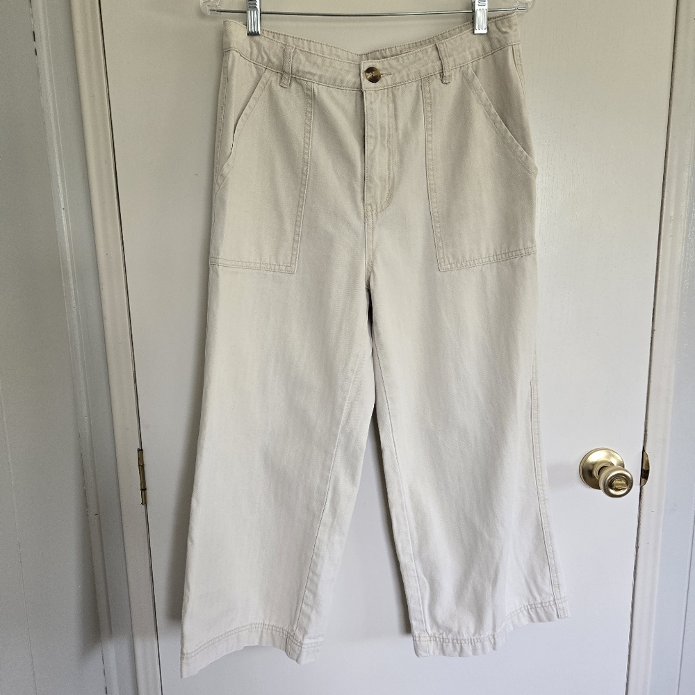 Wish List Jeans Wide-Leg Cropped Pants L Cream